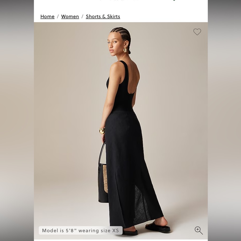 J. Crew Black Midi Skirt in 100% Linen in  Great Condition